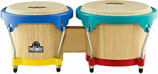 Nino Percussion Wood Bongo 6 1/2" & 7 1/2" Harlekin Hardware
