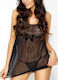 Passion Beryl Chemise & Thong Set Sexy Babydoll Black
