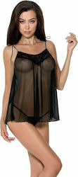 Passion Melania Chemise & Thong Black