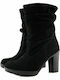 Stefania Suede Women's Ankle Boots with High Heel Black