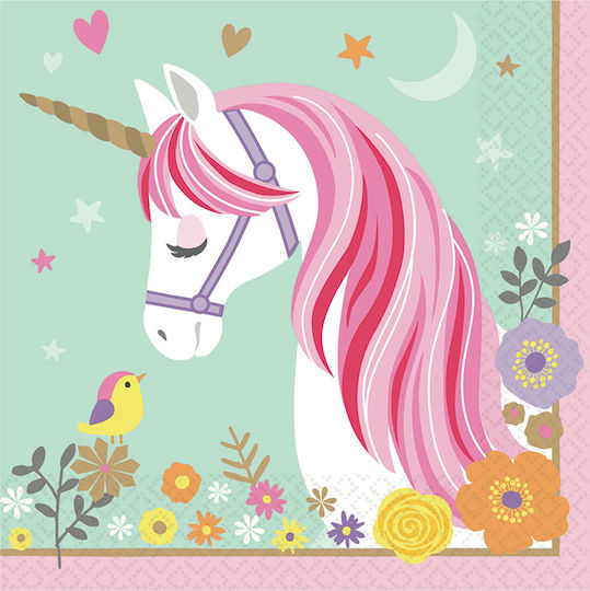 Magical Unicorn Șervețele de petrecere Turcoaz 33x33cm. 16buc