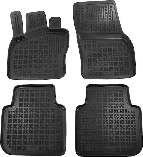 Rezaw Plast Set of Front and Rear Mats 4pcs Tray Type for Seat Tarraco Skoda Kodiaq 2018+ Black