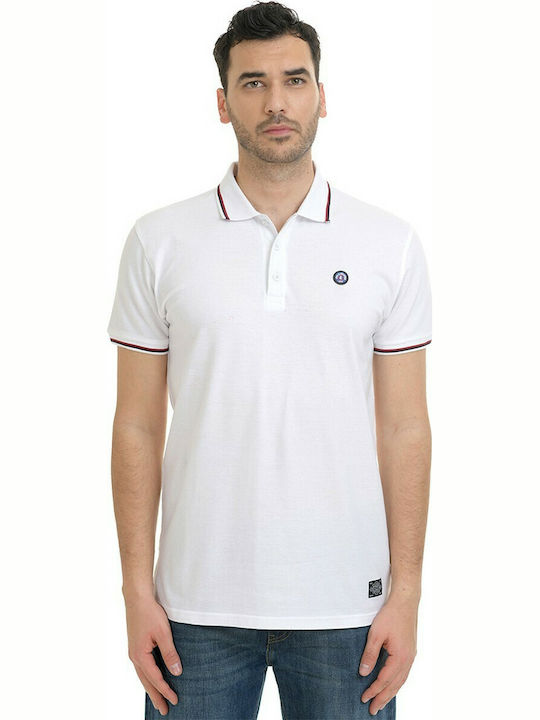 Splendid Bluza Bărbătească cu Mânecă Scurtă Polo Albă