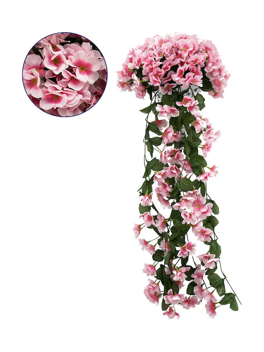 GloboStar Hängende Künstliche Pflanze Pink 80cm 1Stück