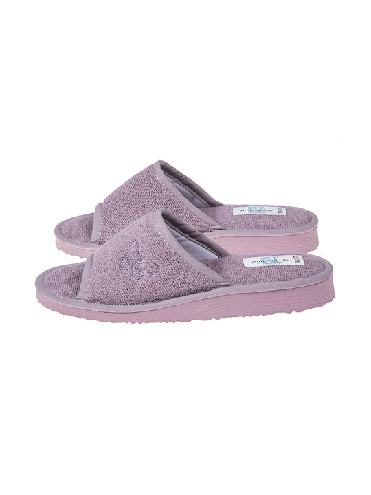 Amaryllis Slippers Frottee Winter Damen Hausschuhe in Lila Farbe