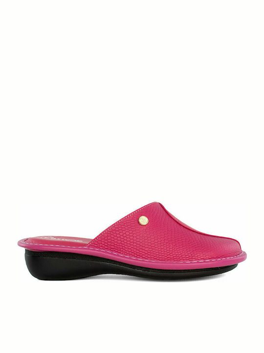 Lederne Winter Damen Hausschuhe Fuchsie