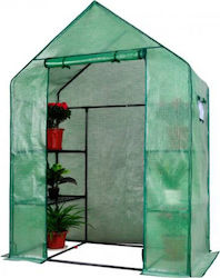 Herzberg Φορητό Mini Θερμοκήπιο με Παράθυρα Θερμοκήπιο Τύπου Σπίτι με Μεταλλικό Σκελετό και Ράφια 1.43x0.73x1.95m