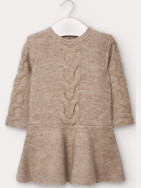 Kinderkleid Langärmelig Knitted Braun