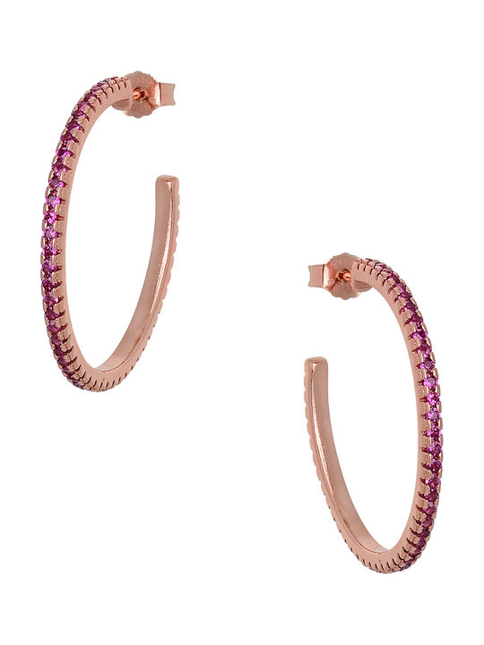 Prince Silvero Earrings Hoops made of Silver Gold Plated with Stones 8A-SC187-2R