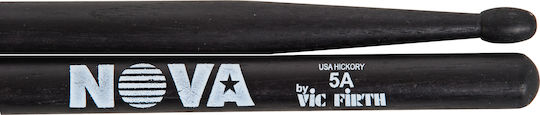 Vic Firth Hickory Μπαγκέτες Ντραμς Nova 5A με Σχήμα Μύτης Oval σε Μαύρο Χρώμα