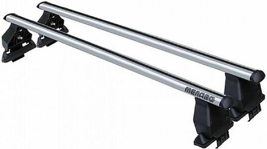 Menabo Car Roof Bars Aluminum 112cm for Peugeot 206 3D for Cars with Factory Bars Set with Roof Rack Legs Silver