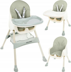 Kruzzel Scaun de masă pentru bebeluși 3 în 1 cu cadru metalic și scaun din piele sintetică Verde