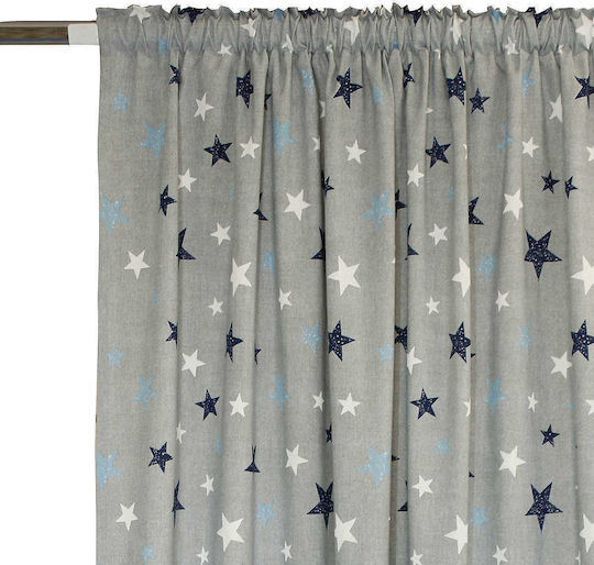 Decocraft Kinder Vorhang Star mit Tunnel Blue 03-403-00207 140x280cm