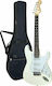 Jacky Jackson Last32 Strat with Gigbag Електрическа Китара Stratocaster с SSS Конфигурация на Пикапите Бял с Калъф