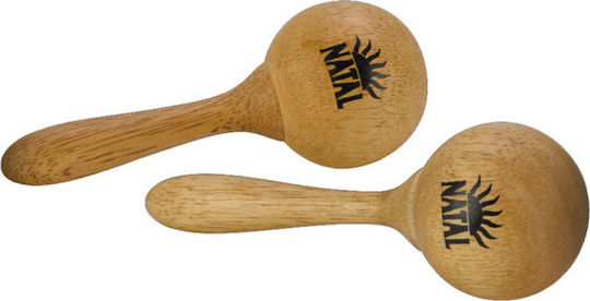 Natal Μαράκες Wood Maracas Mini Pair Ζεύγος σε Μπεζ Χρώμα