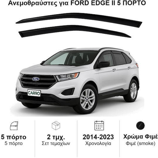 Heko Set of Windbreakers Front Car Dark Fime for Ford Edge 2pcs