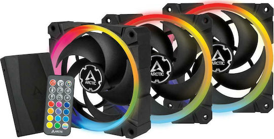 Arctic BioniX P120 Case Fan 2300rpm 48cfm with ARGB Lighting and 4-Pin PWM Connection 3pcs