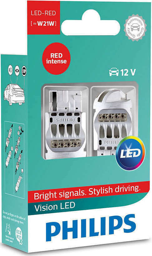 Philips W21W 12V LED Κόκκινο 2τμχ | Skroutz.gr