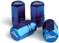 Simoni Racing Exagonal Car Tire Valve Caps Blue 4pcs