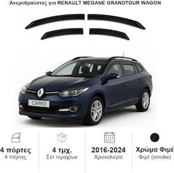 Heko Σετ Ανεμοθραύστες Μπροστινοί και Πίσω Σκούρο Φιμέ για Renault Megane 4τμχ 27002
