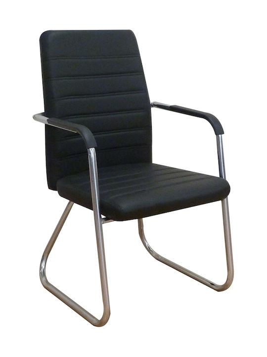 Καρέκλα Επισκέπτη Calvin με Μπράτσα Μαύρη 53x59x93cm