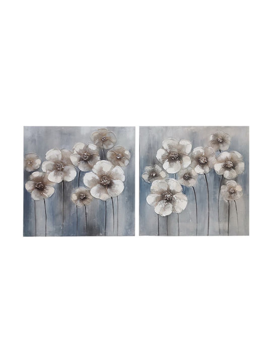 Etiquette Flowers Κάδρο σε Καμβά 60x60cm