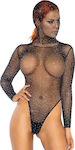 Leg Avenue Rhinestone Net Hooded Teddy Black