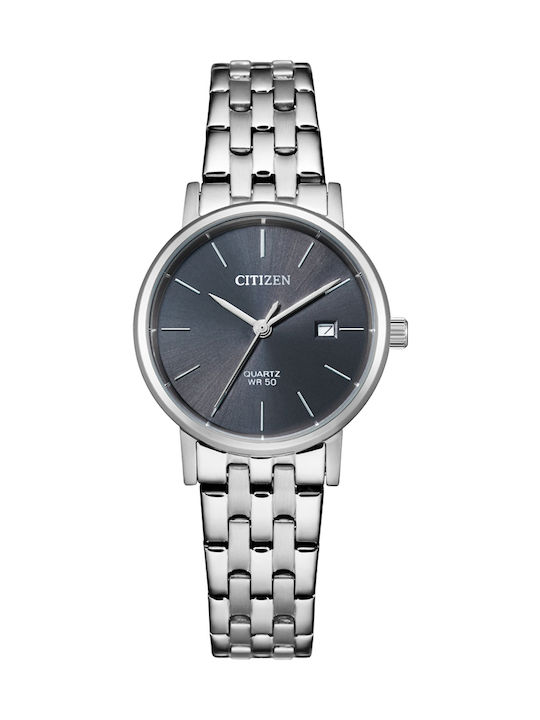 Citizen Γυναικείο Ρολόι 28mm Μπαταρίας με Ασημί Μεταλλικό Μπρασελέ