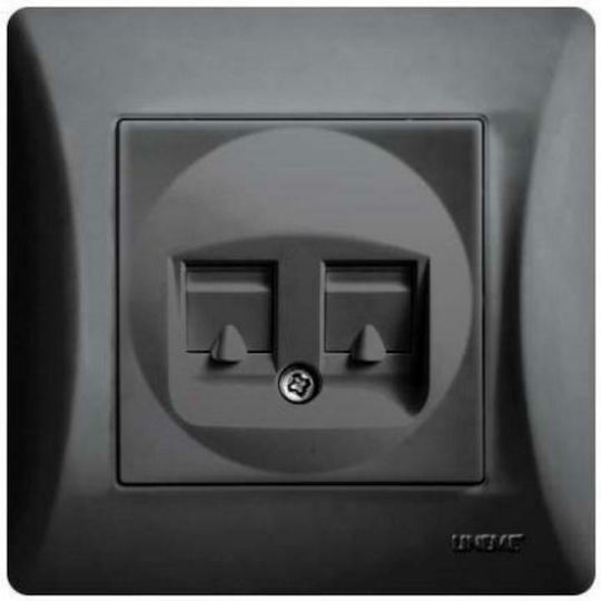 Lineme Double Network Socket RJ45 Cat6 Black 50-00130-2