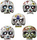 Carnival Mask Full Face Skull with Flowers 17x17cm (Μiscellaneous colours)