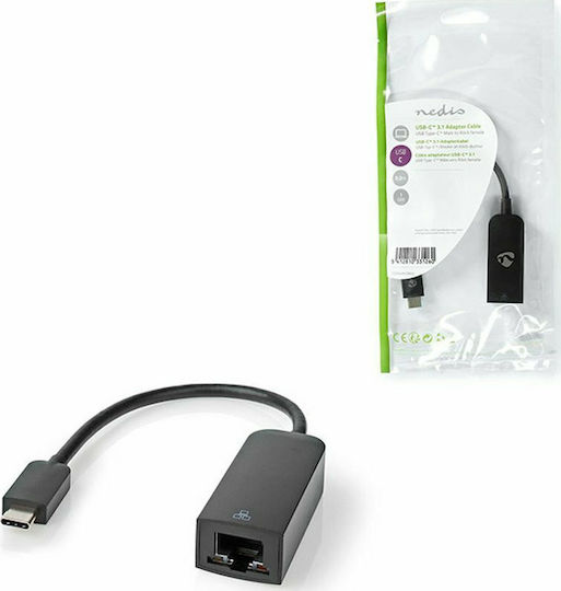 Nedis CCGP64952BK02 Αντάπτορας Δικτύου USB-C με Ενσύρματη Σύνδεση Gigabit Ethernet