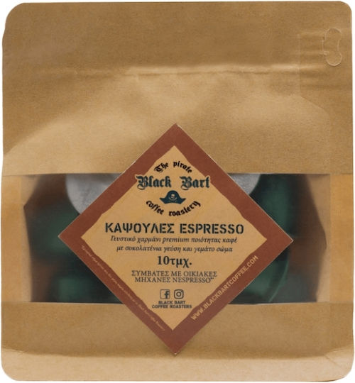 Black Bart Coffee Kapseln Espresso Kompatibel mit Maschine Nespresso 10Mützen