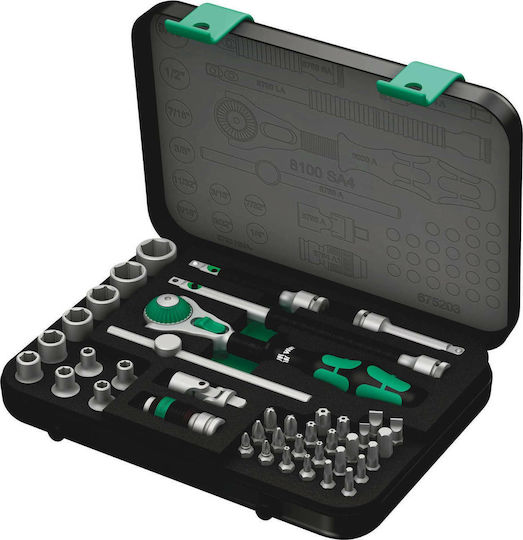 Wera 8100 SA 4 Speed Ratchet Set Καστάνια με Καρυδάκια 1\4" 41τμχ