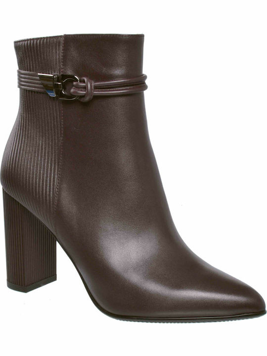 AMQ12-90B Ghete Dama Din Piele Ankle Boots Maro
