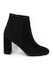 Moods Shoes 7628 Suede Women's Ankle Boots with High Heel Black