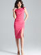 Lenitif L034 Midi Rochie Fuchsia