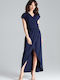 Lenitif L033 Midi Dress Navy Blue