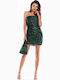 Awama Mini Evening Dress Strapless Green