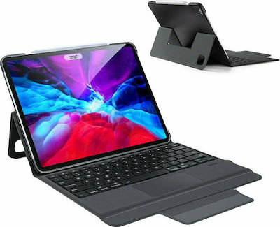 Dux Ducis Touchpad Klappdeckel Synthetisches Leder mit Tastatur Englisch US Schwarz (iPad Pro 2020 12,9 Zoll)