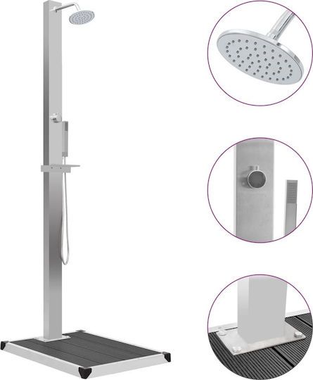 vidaXL Pool Shower with Height 210cm Silver