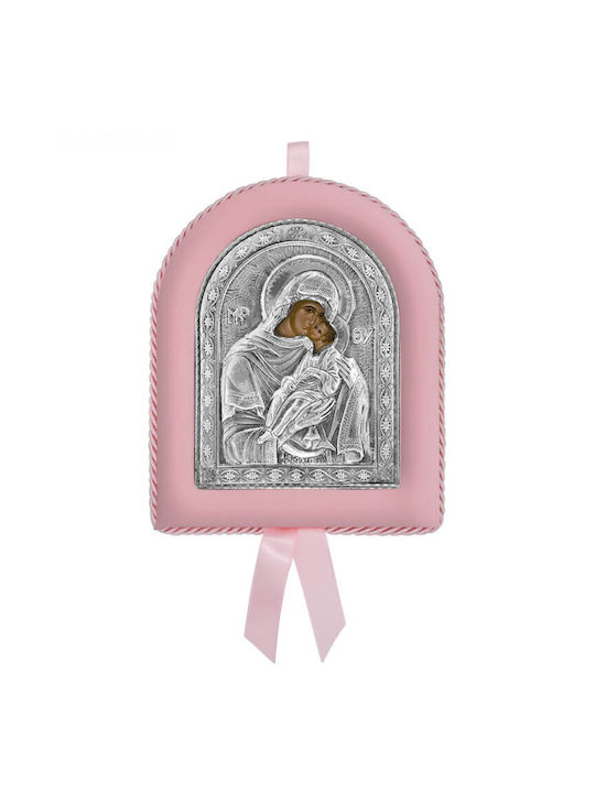 Silberne Ikone für neugeborenes Mädchen Jungfrau Maria Sweetheart 17x14cm