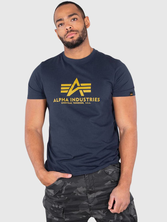 Alpha Industries Basic T-shirt Bărbătesc cu Mânecă Scurtă Albastru marin