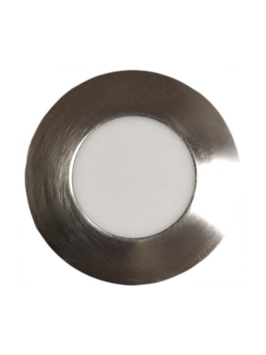 Atman Round Metallic Recessed Spot with Integrated LED and Cool White Light 3W Silver 8.5x8.5cm. 1pcs