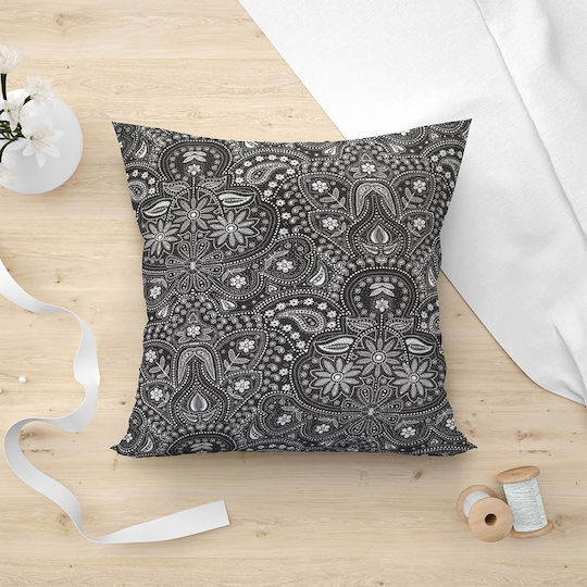 Lino Home Διακοσμητική Μαξιλαροθήκη Sefu από 100% Βαμβάκι 850 Black 45x45εκ.