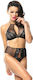 Demoniq Yolande Crotchless Lingerie Set Секси Комплект Бельо Black