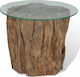 Round Solid Wood Coffee Table Transparent L50xW50xH40cm