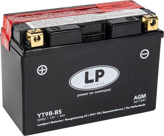 LP Batteries Мотоциклетна батерия YT9B-BS 115Спецификация с капацитет 8Ах