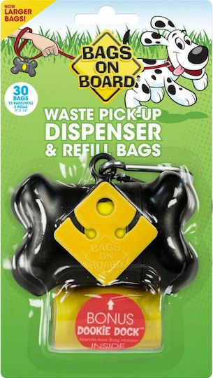 Bags On Board Bob Black Bone Dog Waste Bag Holder Black 30pcs