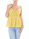 John Galliano Women's Athletic Blouse with Straps with V Neck Yellow XR7624-82069-371