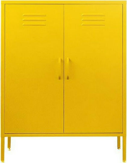 Zweiflügeliger Schrank Metallisch mit 2 Regale Yellow 80x40x102cm